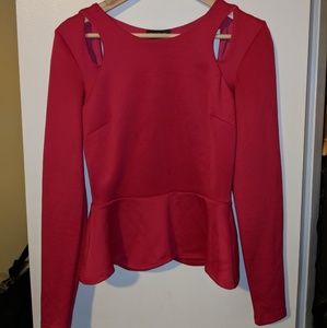 Peplum Scallop Top in Magenta